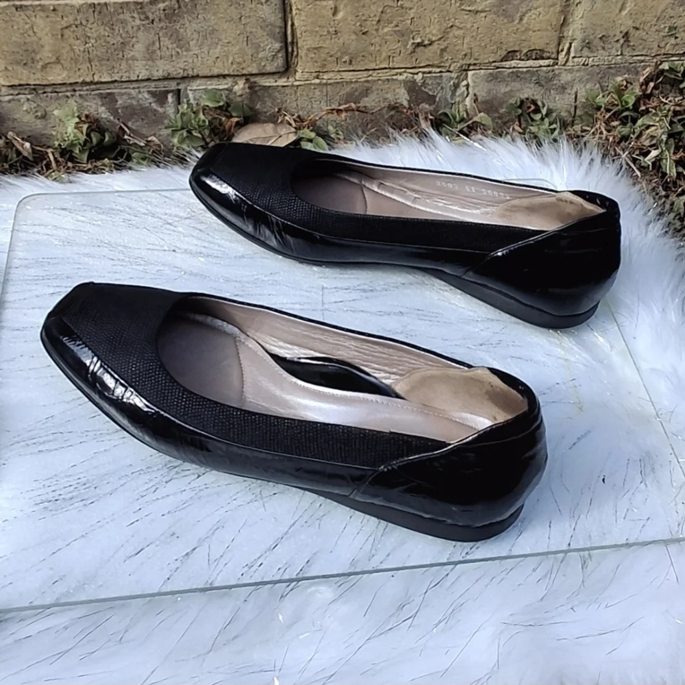 BeautiFeel Shoes Patent Cap Toe Leather Black Slip-on Heel Loafers Size 41/10 - Picture 7 of 16